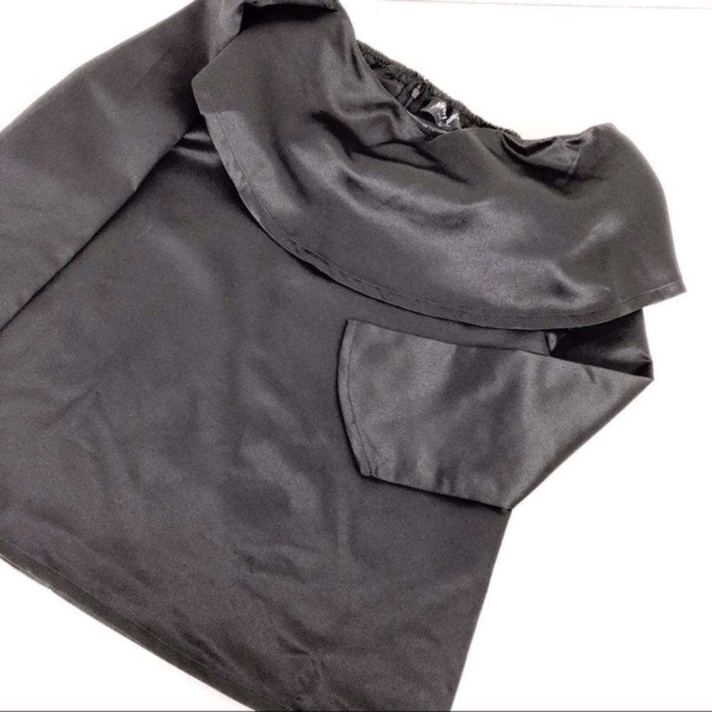 black satin top long sleeved blouse